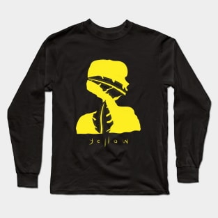 yellow girl and tropical leaf Long Sleeve T-Shirt